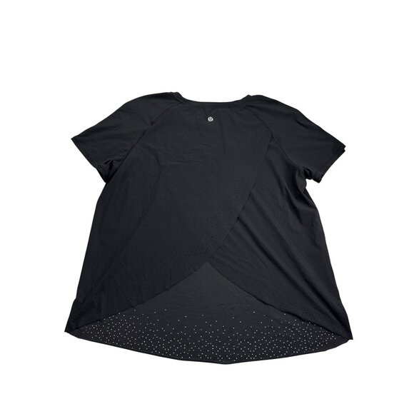 Lululemon Womens Quick Pace Black Laser Cut Split Back Running Top Size 12 - Picture 5 of 10